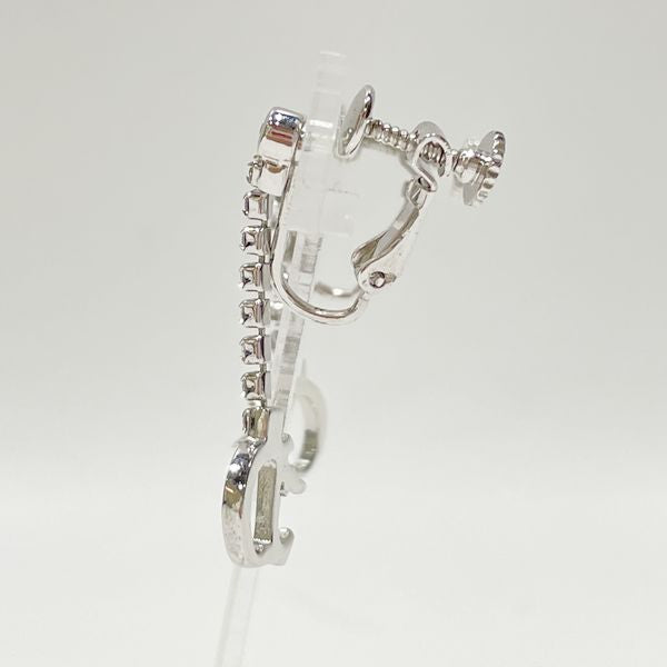 Christian Dior D Logo Swing Vintage Earrings Metal/Rhinestone Women's [Used B] 20231104