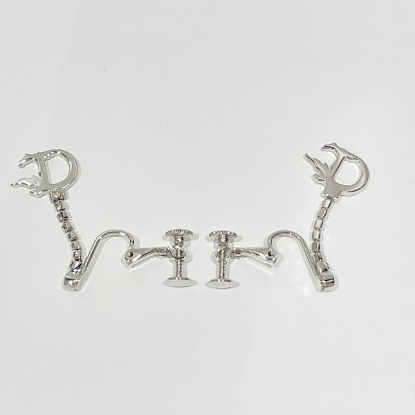 Christian Dior D Logo Swing 复古耳环 金属/水钻 女士 [二手 B] 20231104