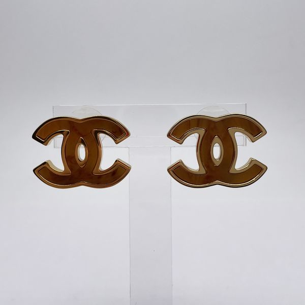 CHANEL Coco Mark Color Stone B23A Earrings GP Women's [Used A] 20231013