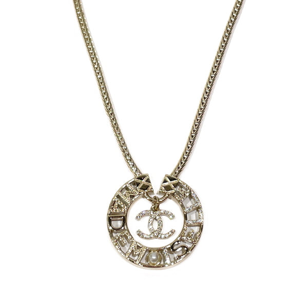 CHANEL Coco Mark Logo Round Fake Pearl Y22X Necklace GP/Rhinestone Women's [Used A] 20231016