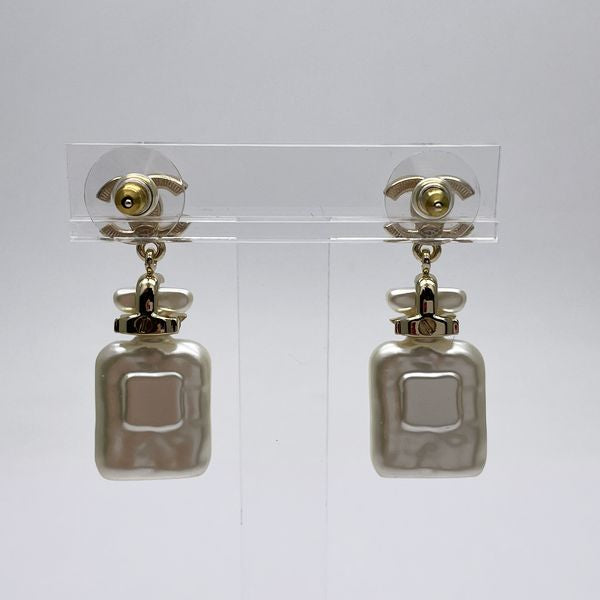 CHANEL Cocomark Star Perfume Bottle Swing B23S Earrings GP/Rhinestone Women's [Used A] 20231013