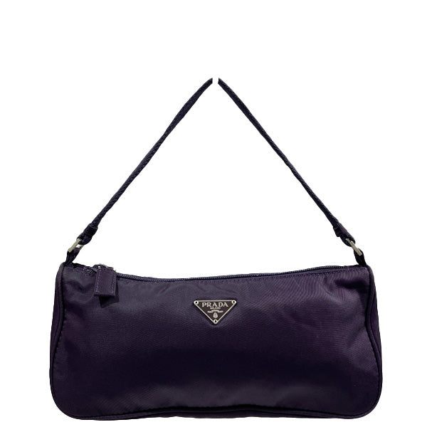 Prada clutch bag in nylon and saffiano leather with triangular logo