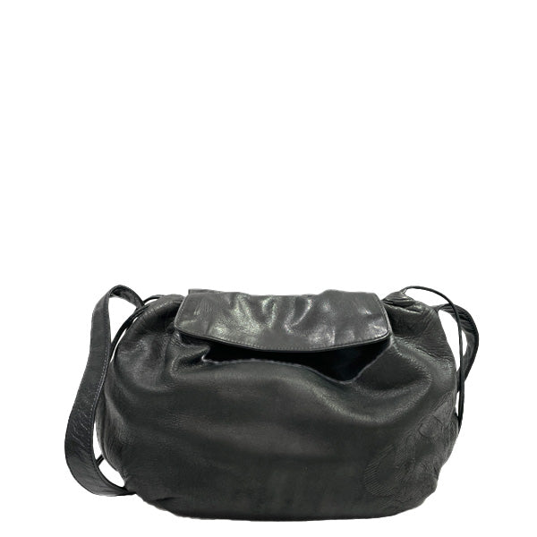LOEWE Vintage Anagram Nappa Drawstring Crossbody Women's Shoulder Bag Black [Used B/Standard] 20434805