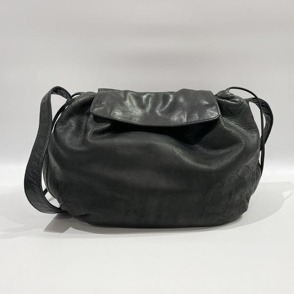 LOEWE Vintage Anagram Nappa Drawstring Crossbody Women's Shoulder Bag Black [Used B/Standard] 20434805