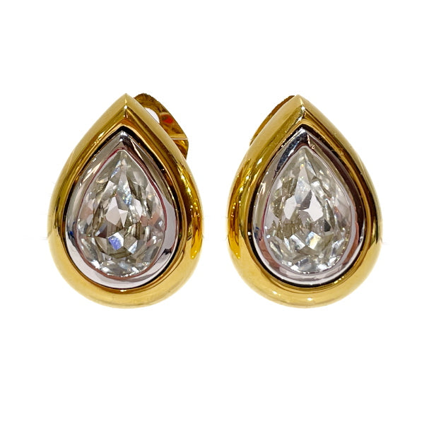 YVES SAINT LAURENT Drop-shaped pear-shaped bijou stone vintage earrings GP ladies [Used AB] 20231016