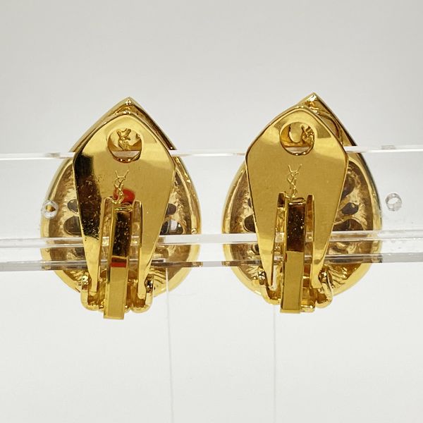 YVES SAINT LAURENT Drop-shaped pear-shaped bijou stone vintage earrings GP ladies [Used AB] 20231016