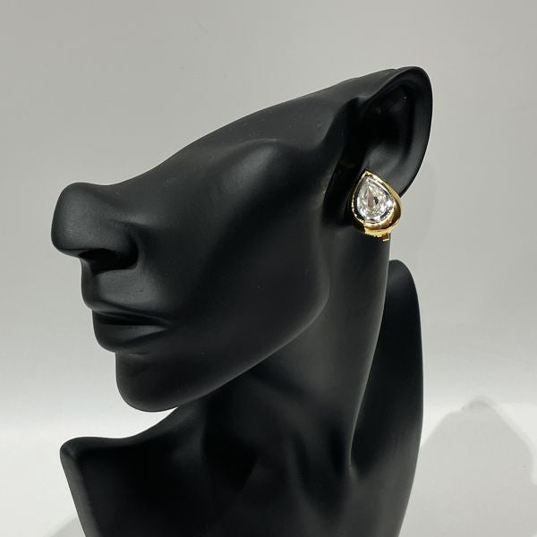 YVES SAINT LAURENT Drop-shaped pear-shaped bijou stone vintage earrings GP ladies [Used AB] 20231016