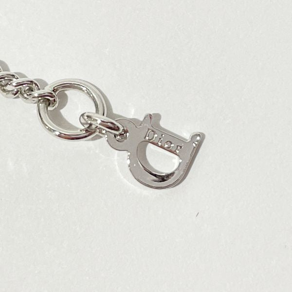 Christian Dior CD Logo Ribbon Kihei Chain Vintage Necklace Metal/Rhinestone Women's [Used AB] 20231020