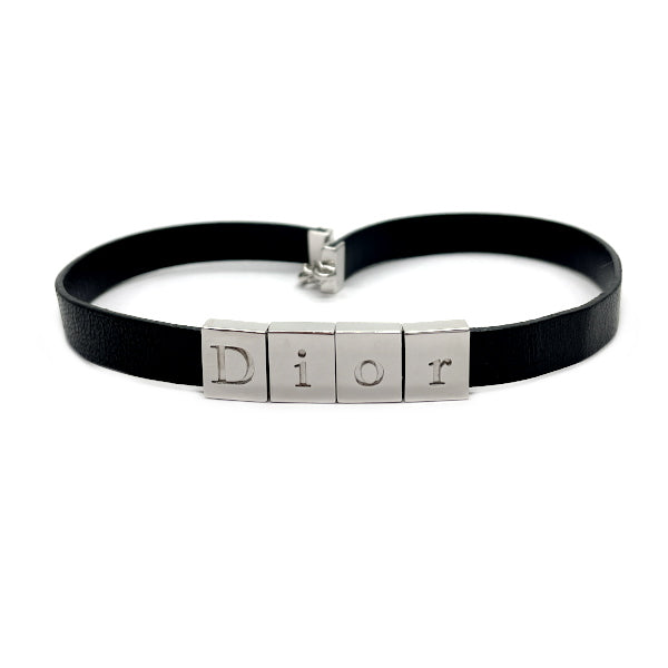 Christian Dior Logo Square Vintage Choker Metal/Leather Women's [Used AB] 20231024