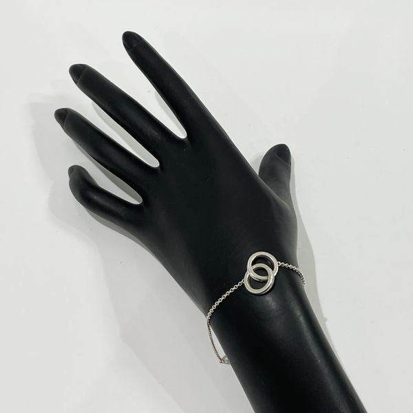 Tiffany & Co. Sterling Silver 18k Interlocking Heart Link Bracelet 7.5