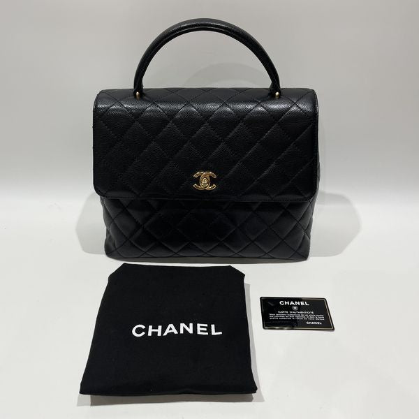 CHANEL Matelasse Coco Mark Turnlock Top Handle G Hardware Handbag Caviar Skin Women's [Used B] 20231216