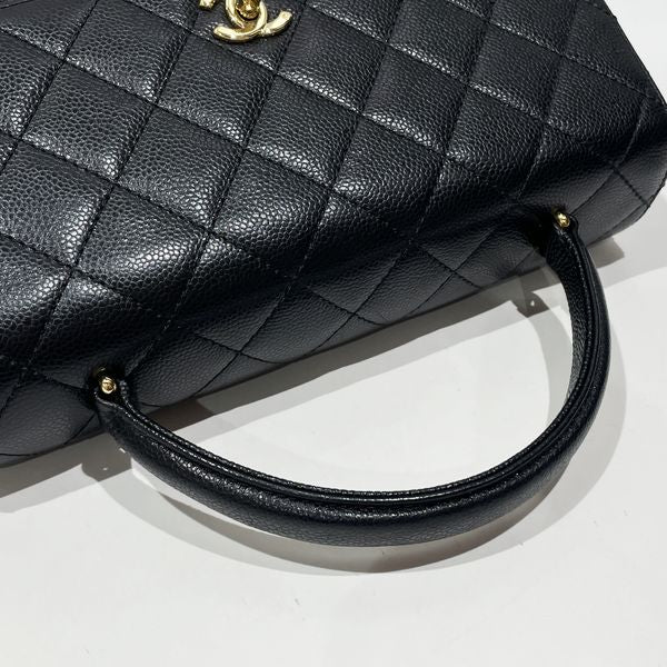CHANEL Matelasse Coco Mark Turnlock Top Handle G Hardware Handbag Caviar Skin Women's [Used B] 20231216
