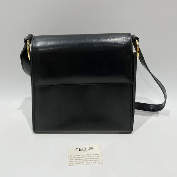 CELINE Circle Logo Trapezoid Crossbody Vintage Shoulder Bag Leather Women's [Used B] 20231020