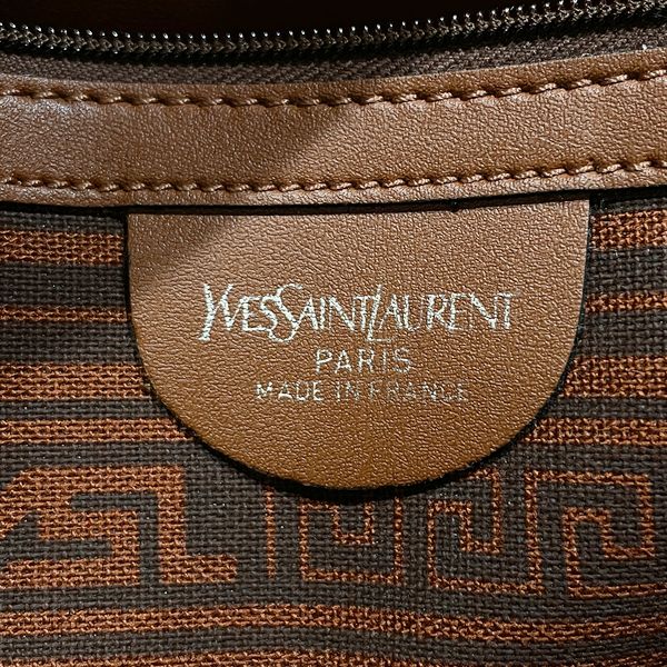 YVES SAINT LAURENT YSL Logo Ethnic Bicolor Vintage Boston Bag Canvas/Leather Women's [Used AB] 20231020