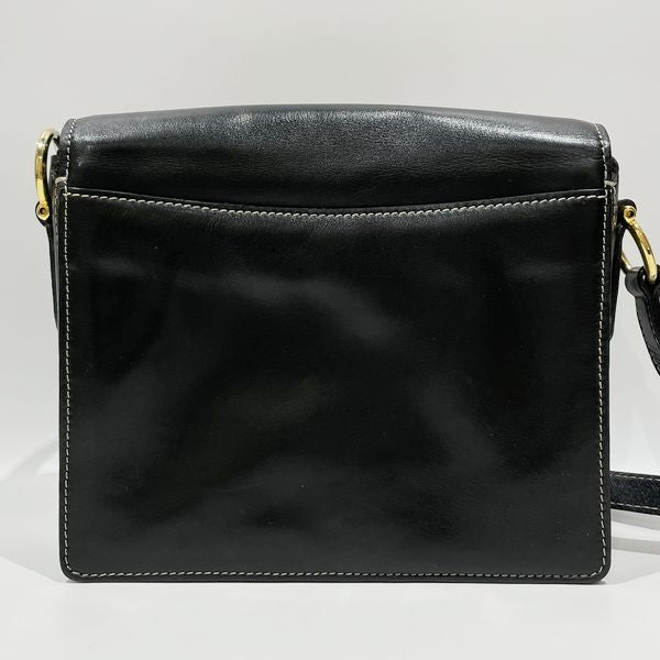 CELINE Ring Hardware Logo Square Diagonal Vintage Shoulder Bag Leather Women's [Used B] 20231020