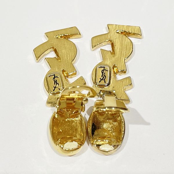 YVES SAINT LAURENT YSL Logo Drop Vintage Earrings GP [Used AB] 20231104
