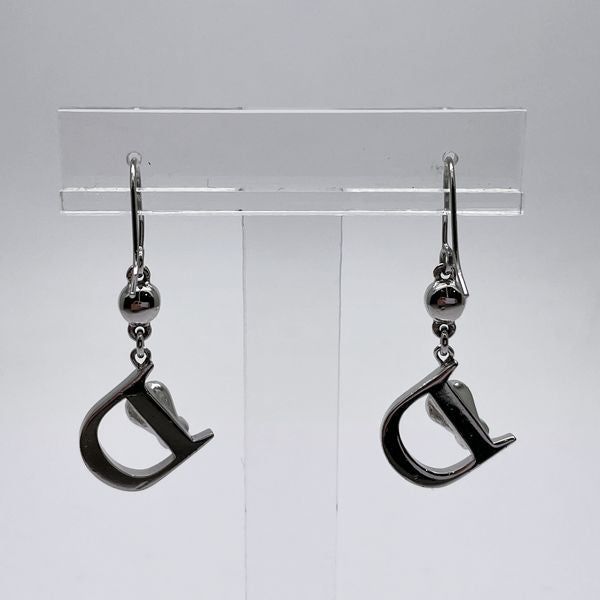 Christian Dior D Logo Belt Motif Hook Vintage Earrings Metal/Rhinestone [Used B] 20231104