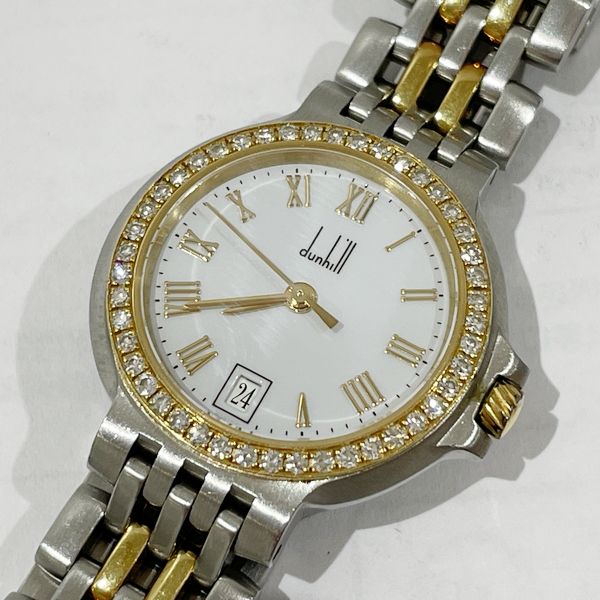 Dunhill Elite 2 Row Quartz Date Watch Stainless Steel/K18 Yellow Gold Women's [Used AB] 20240126