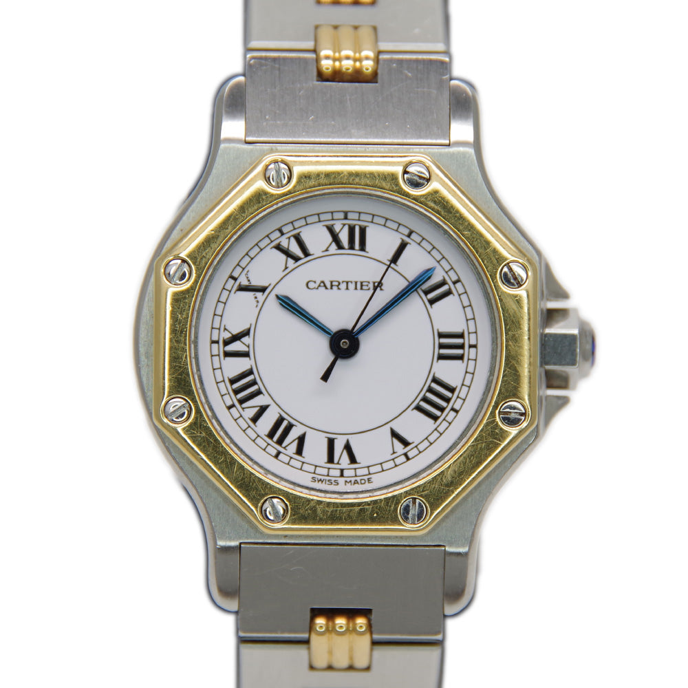 CARTIER Santos Octagon SM Combi Vintage Gaudroon Bracelet Automatic Watch K18 Yellow Gold/Stainless Steel Women's [Used B] 20240225