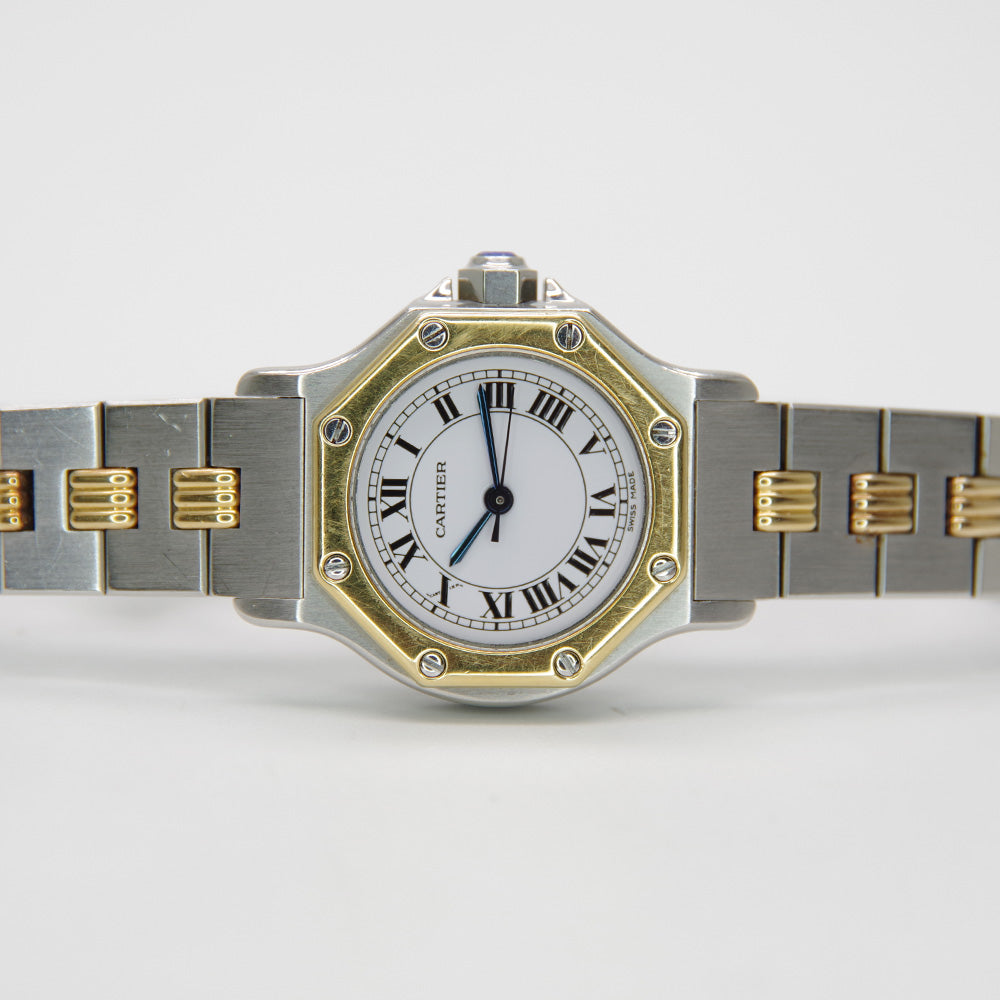 中古B/標準】CARTIER カルティエ サントスオクタゴンSM コンビ ヴィンテージ ゴドロンブレス 自動巻き 自動巻き レディース 腕時計  シルバー×ゴールド20436316