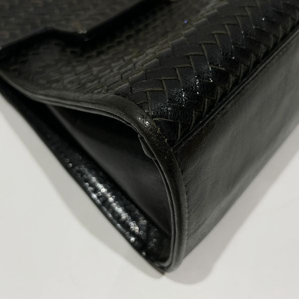 FENDI FF Logo Braided Intre Trapezoid Chain Fringe Tassel Vintage Handbag Leather Women's [Used B] 20231025