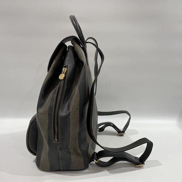 FENDI FF Logo Pecan Drawstring Vintage Backpack/Daypack PVC/Leather Women's [Used B] 20231027