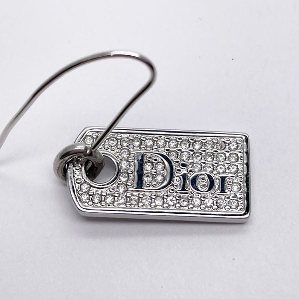 Christian Dior Logo Hook Vintage Earrings Metal/Rhinestone Women's [Used AB] 20231114