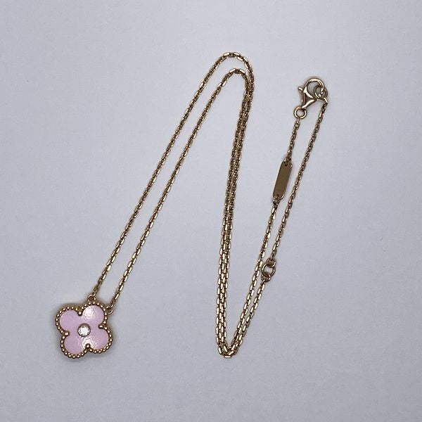 Van Cleef &amp; Arpels Vintage Alhambra 1PD Pink Sable 2015 X'mas Limited Model Necklace K18 Pink Gold Women's [Used A] 20231103