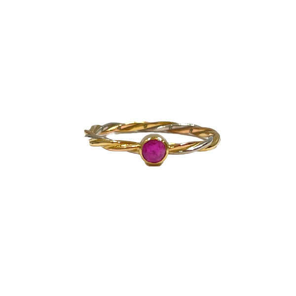 CARTIER Twist Ruby Three Color 51/10.5 Ring K18 Yellow Gold/K18 White Gold/K18 Pink Gold Women's [Used AB] 20231124