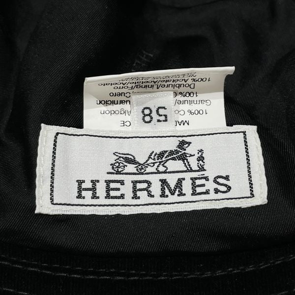 中古B/標準】HERMES エルメス Hロゴ 刺繍 バケット レディース ハット 