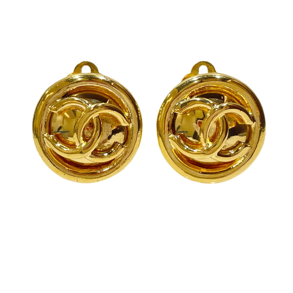 CHANEL Coco Mark Round Mini 93P Vintage Earrings GP Women's [Used AB] 20231124