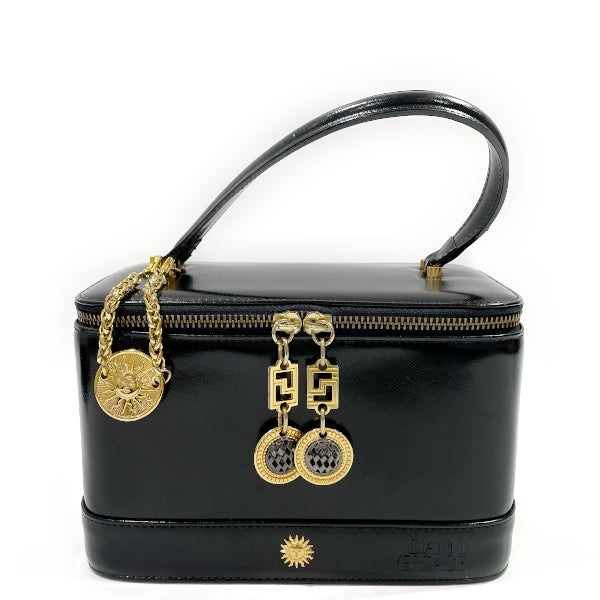 Gianni Versace Sunburst Vanity Top Handle Vintage Handbag Leather [Used B] 20231105