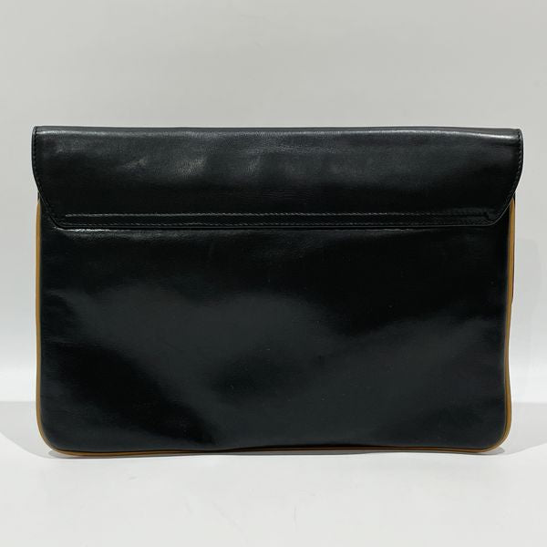 CELINE Carriage Metal Square Vintage Clutch Bag Leather [Used B] 20231105