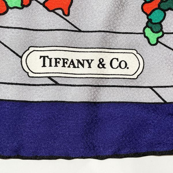 TIFFANY&Co.(ティファニー) シルク スカーフ ステンドグラス 鳥 T-DESIGN 90㎝×90㎝ ユニセックス【中古A】20231109