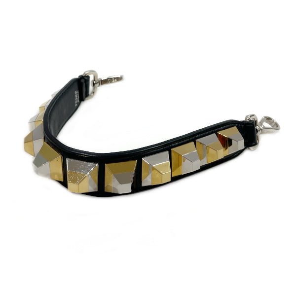 FENDI Strap You Studs Total Length 37cm Black/Silver/Gold Handle Shoulder Strap Unisex [Used AB] 20231114
