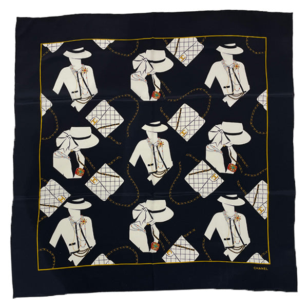 CHANEL Mademoiselle Bag Motif Matelasse Coco Chanel Vintage Scarf Silk Ladies [Used B] 20231212