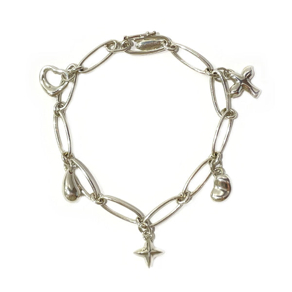 TIFFANY&amp;Co. Elsa Peretti Icon Charm Open Heart Teardrop Sirius Star Bean Bird Bracelet Silver 925 Women's [Used AB] 20231205