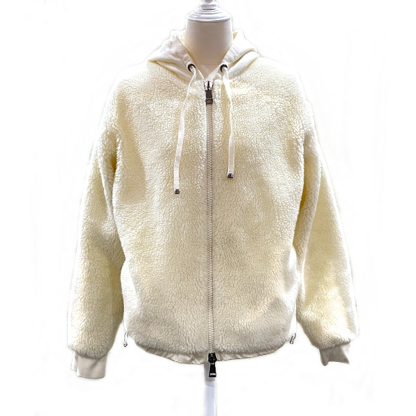 MONCLER Parka Boa Sweatshirt M Size 19 Year Made White Fluffy MAGLIA CARDIGAN Moncler Japan Tag Polyester/Cotton/Nylon Women's [Used B] 20231123