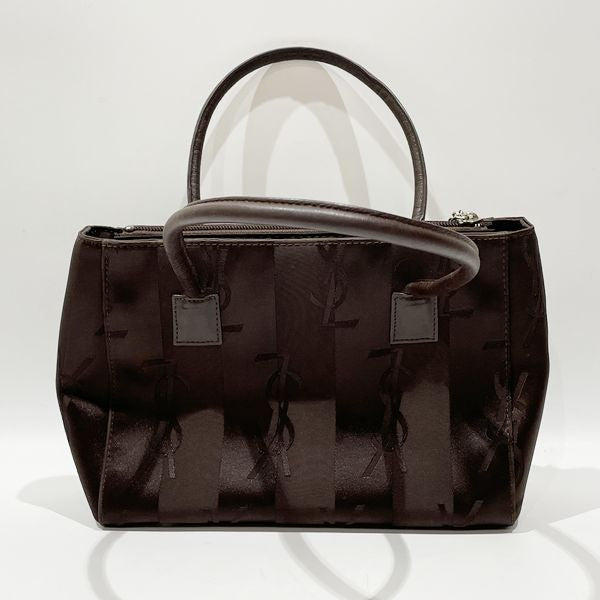 YVES SAINT LAURENT YSL Logo Square Charm Vintage Handbag Nylon/Leather Women's [Used AB] 20231126
