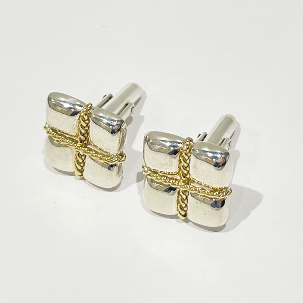 TIFFANY&amp;Co. Square Combi Vintage Cufflinks Silver 925/K18 Yellow Gold Women's [Used AB] 20231205