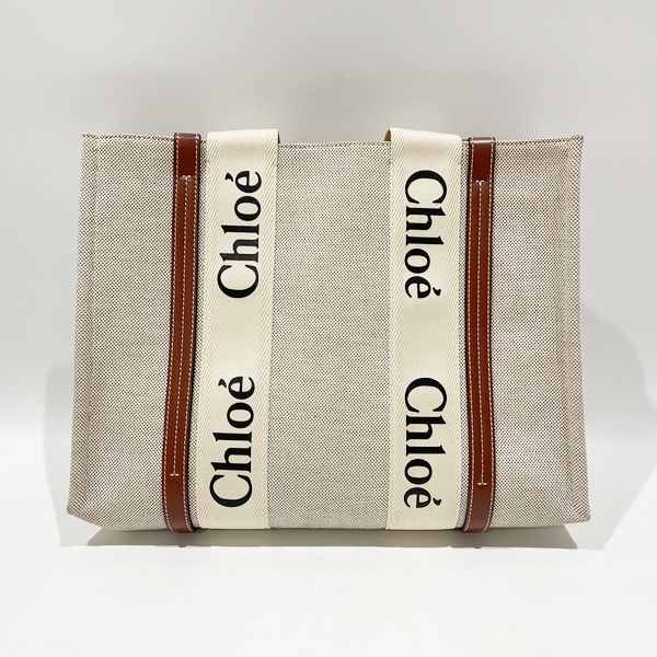 Chloe Woody Medium Tote Bag Canvas/Leather Women's [Used B] 20231125