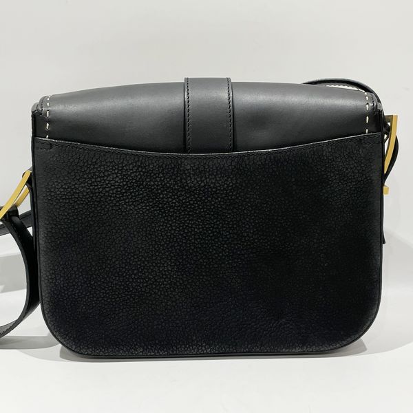 CELINE Logo Belt Hardware Big Stitch Crossbody Vintage Shoulder Bag Leather Women's [Used B] 20231126