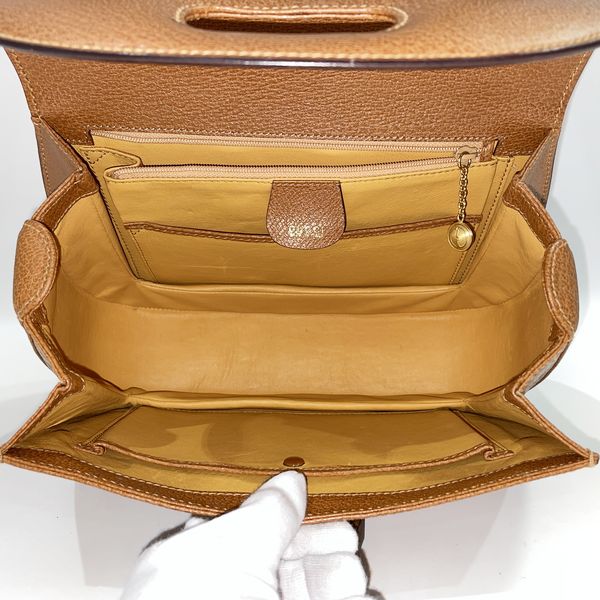 GUCCI Bamboo 2WAY Turnlock 000 2046 0633 Vintage Handbag Leather Women's [Used B] 20231202