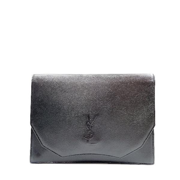 YVES SAINT LAURENT YSL Logo Square Old Vintage Clutch Bag Leather Women's [Used AB] 20231202