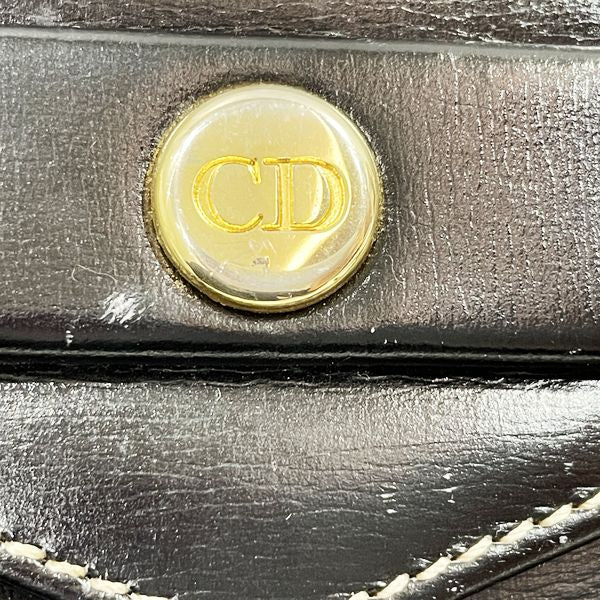 Christian Dior CD Logo Plate Trapezoid Crossbody Vintage Shoulder Bag Leather Women's [Used B] 20231202
