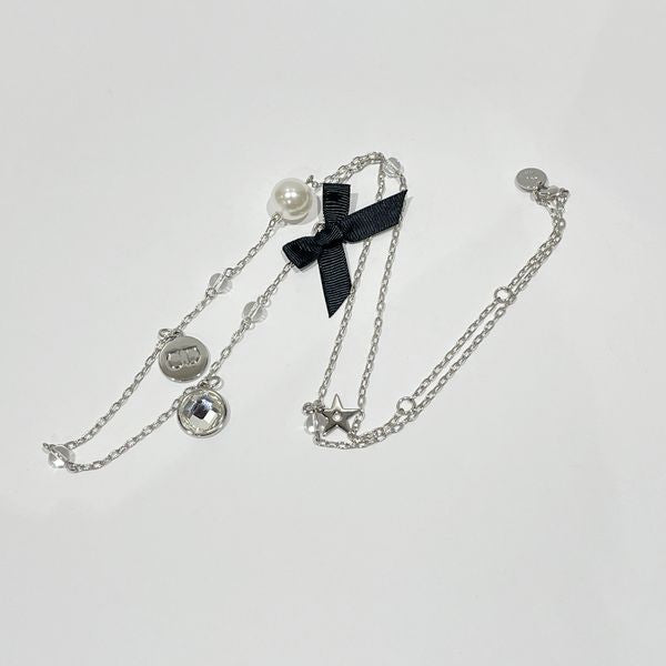 Christian Dior(クリスチャンディオール) ロゴ リボン スター ロング ヴィンテージ ネックレス メタル/フェイクパール レディース【中古AB】20231208
