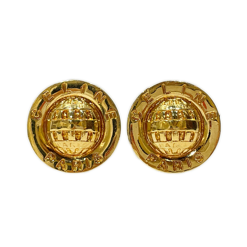 CELINE [Rare] Circle Logo Mirror Ball Vintage Earrings GP Women's [Used B] 20231226