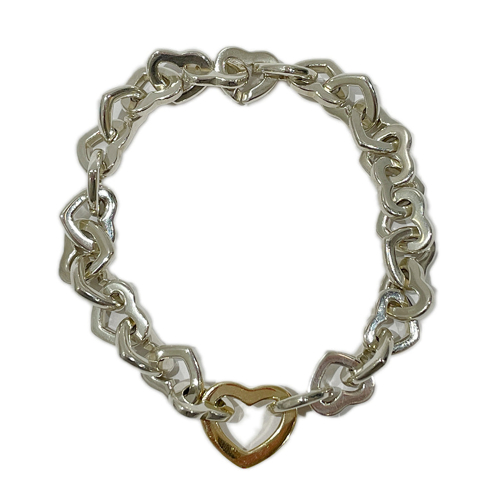 TIFFANY&amp;Co. Heart link combination bracelet 925 silver/K18 yellow gold ladies [Used AB] 20231219