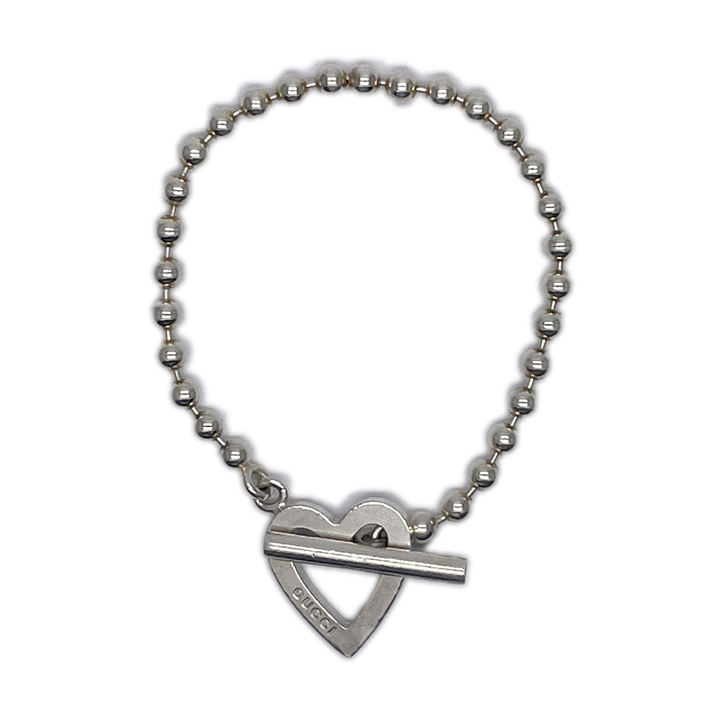 GUCCI Toggle Heart Ball Chain Bracelet Silver 925 Women's [Used B] 20231226