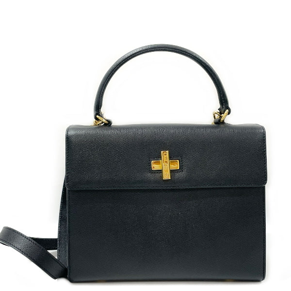 CELINE Logo Turnlock Top Handle 2WAY Vintage Handbag Leather Women's [Used AB] 20231210
